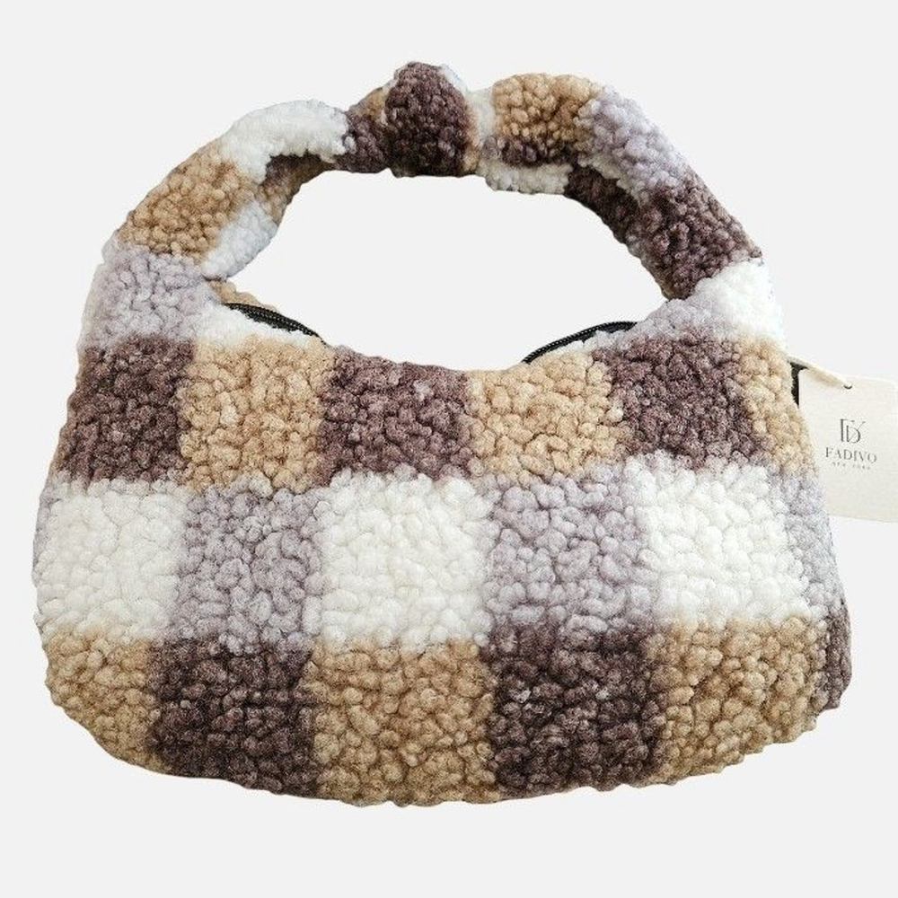 Fadivo | Sherpa Handbag Checked Neutral Colors